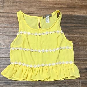 Finn & Clover Yellow Top with White Floral Details